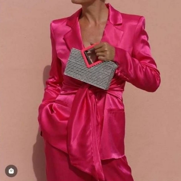 Zara TIED SATIN EFFECT BLAZER bloggers favorite - Picture 4 of 16